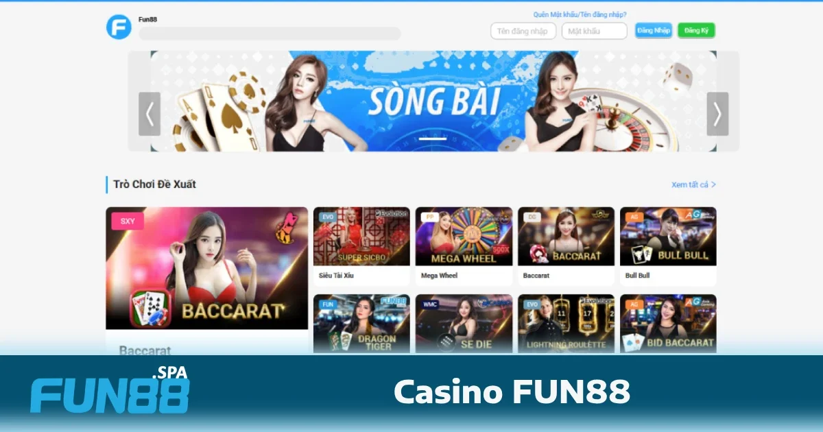 Các phòng chơi nổi bật đang hoạt động tại Casino FUN88