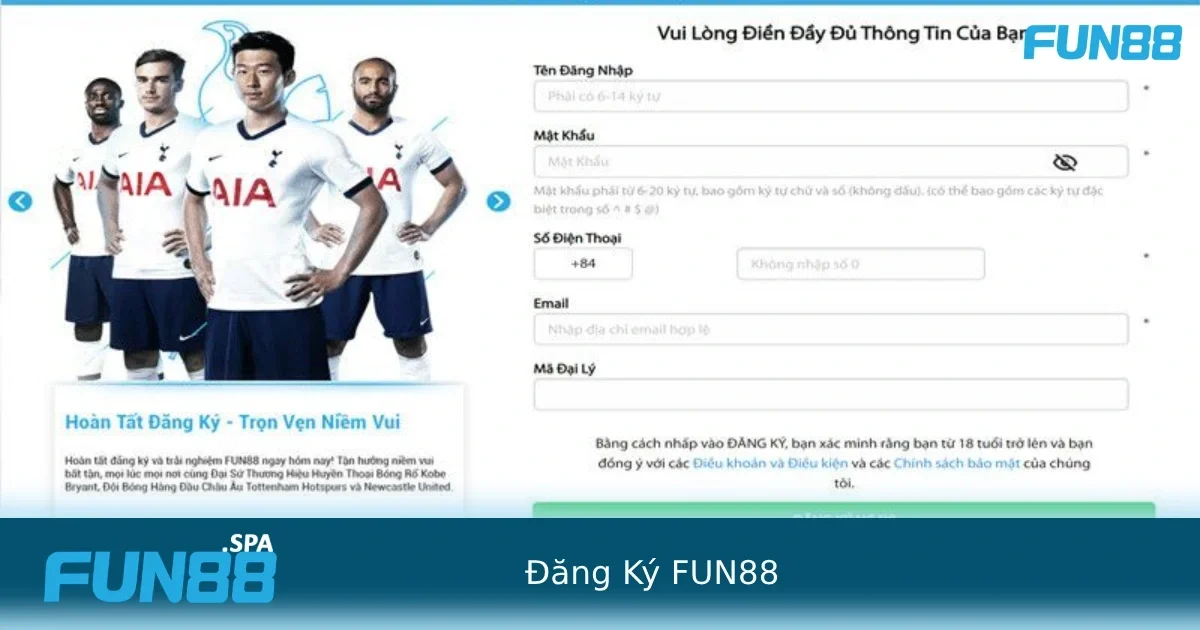 Hướng dẫn thiết lập tài khoản cá cược tại Fun88