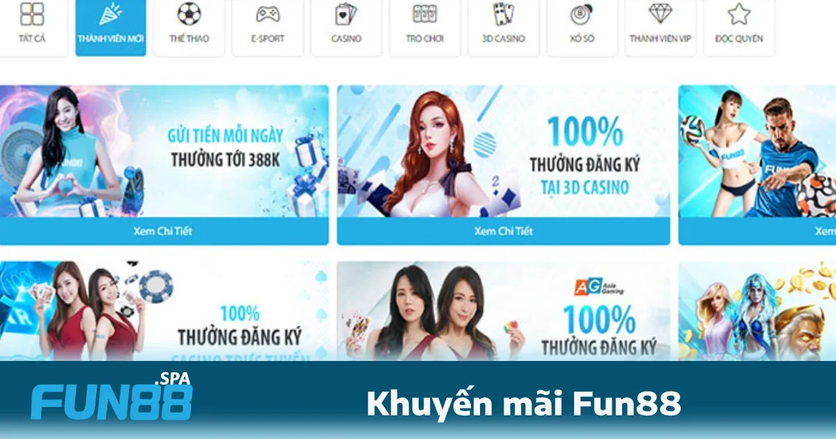 Khuyến mãi FUN88 liên tục cập nhật các chương trình hấp dẫn, phù hợp cho mọi đối tượng từ người mới bắt đầu cho đến những thành viên thân thiết.